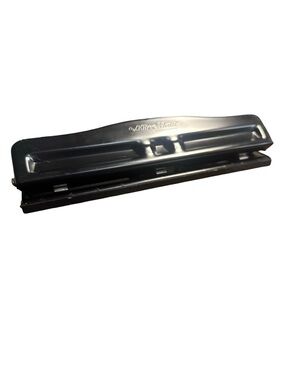 OfficeMax Adjustable 3-Hole Punch Heavy Duty Metal Black Paper Puncher